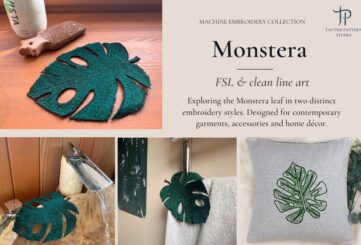 Monstera embroidery design