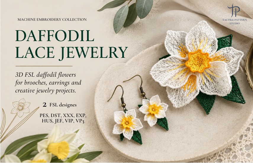 Daffodil Lace Jewelry embroidery design